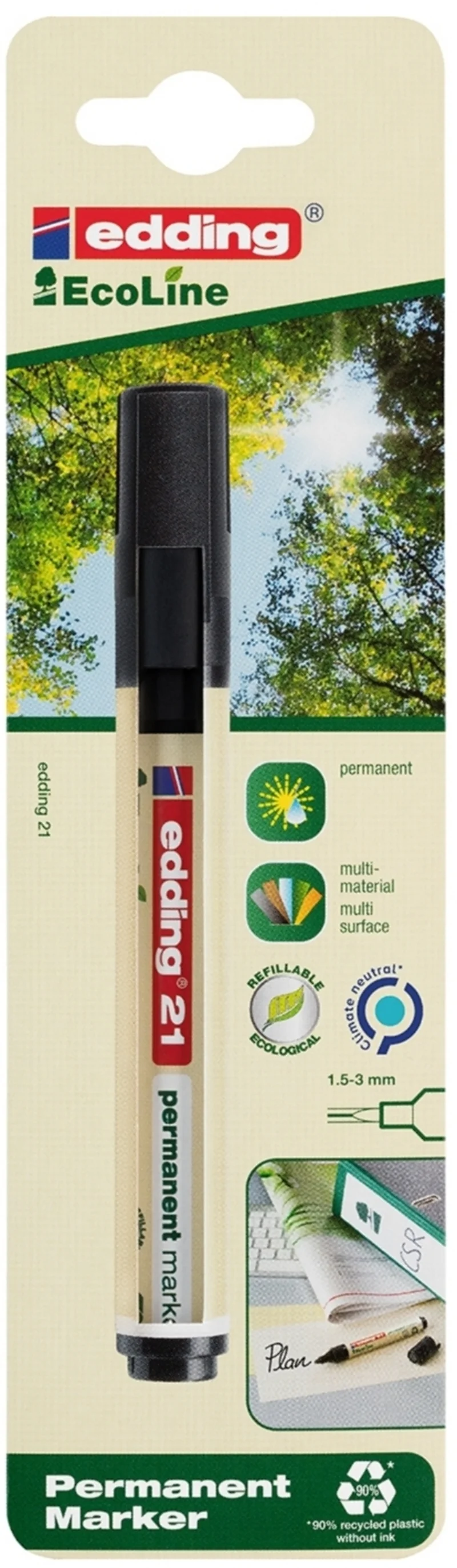 EDDING PERMANENT MARKÖR ECOLINE E-21 SİYAH 1 Lİ BLS.