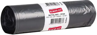 KOROPLAST ÇÖP TORBASI EKO END.SİYAH BATTAL 72x95 300 GR 10 LU 46 MİC. ST01500481-ST1500295