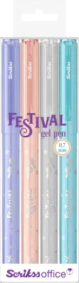 SCRIKSS OFFICE JEL KALEM FESTİVAL 0.7 PASTEL RENKLER 4 LÜ BLS.