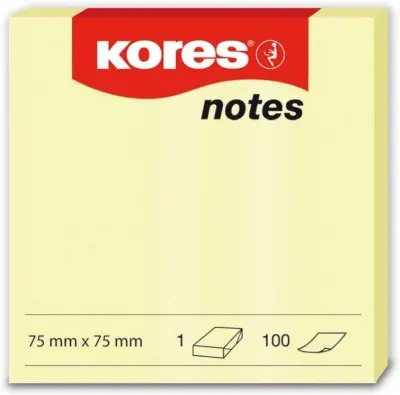 KORES YAPIŞKANLI NOT KAĞIDI 75X75MM SARI 100 YP 46075