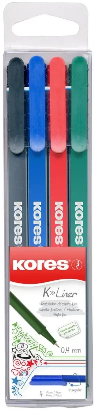 KORES FİBER UÇLU KALEM K-LINER 4LÜ SET 28114