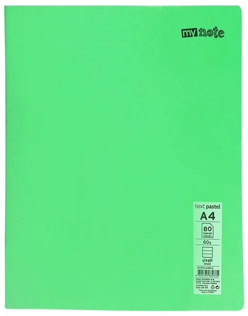 MYNOTE DEFTER TEXT PASTEL PP KAPAK DİKİŞLİ A4 40 YP KARELİ MTXPA-A440-K