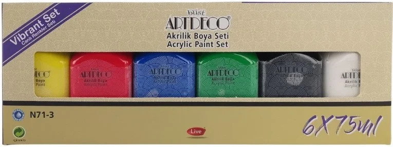 ARTDECO AKRİLİK BOYA SETİ 6x75 ML CANLI RENKLER Y-070I-AS1 (Best)