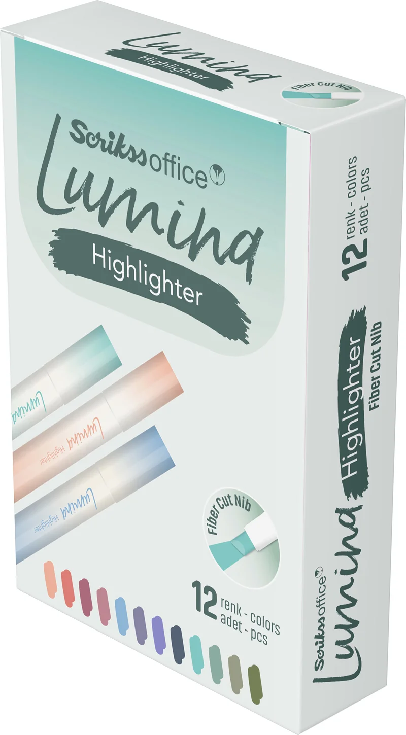 SCRIKSS OFFICE FOSFORLU KALEM LUMINA PACIFIC COLOUR 2304U 12 Lİ KUTU