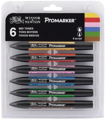 W&N PROMARKER KALEM SET 6 RENK MID TONES (ARA TONLAR) WN-0290027