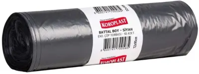 KOROPLAST ÇÖP TORBASI ENDÜSTRİYEL BATTAL SİYAH 72x95 400 GR 10 LU 62 MİC. ST01500480-01500289