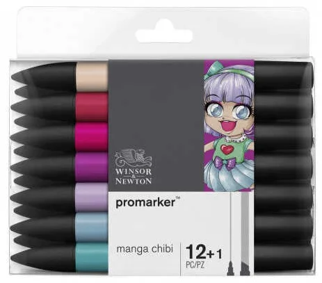 W&N PROMARKER KALEM SET 12 RENK + KARIŞTIRICI MANGA CHIBI WN-0290141