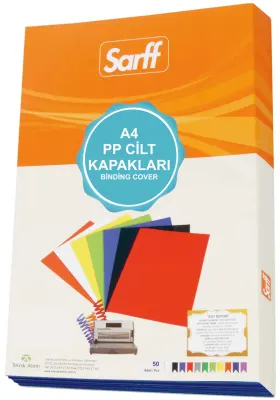 SARFF CİLT KAPAĞI A4 450M PVC OPAK SİYAH 50 Lİ 15201109