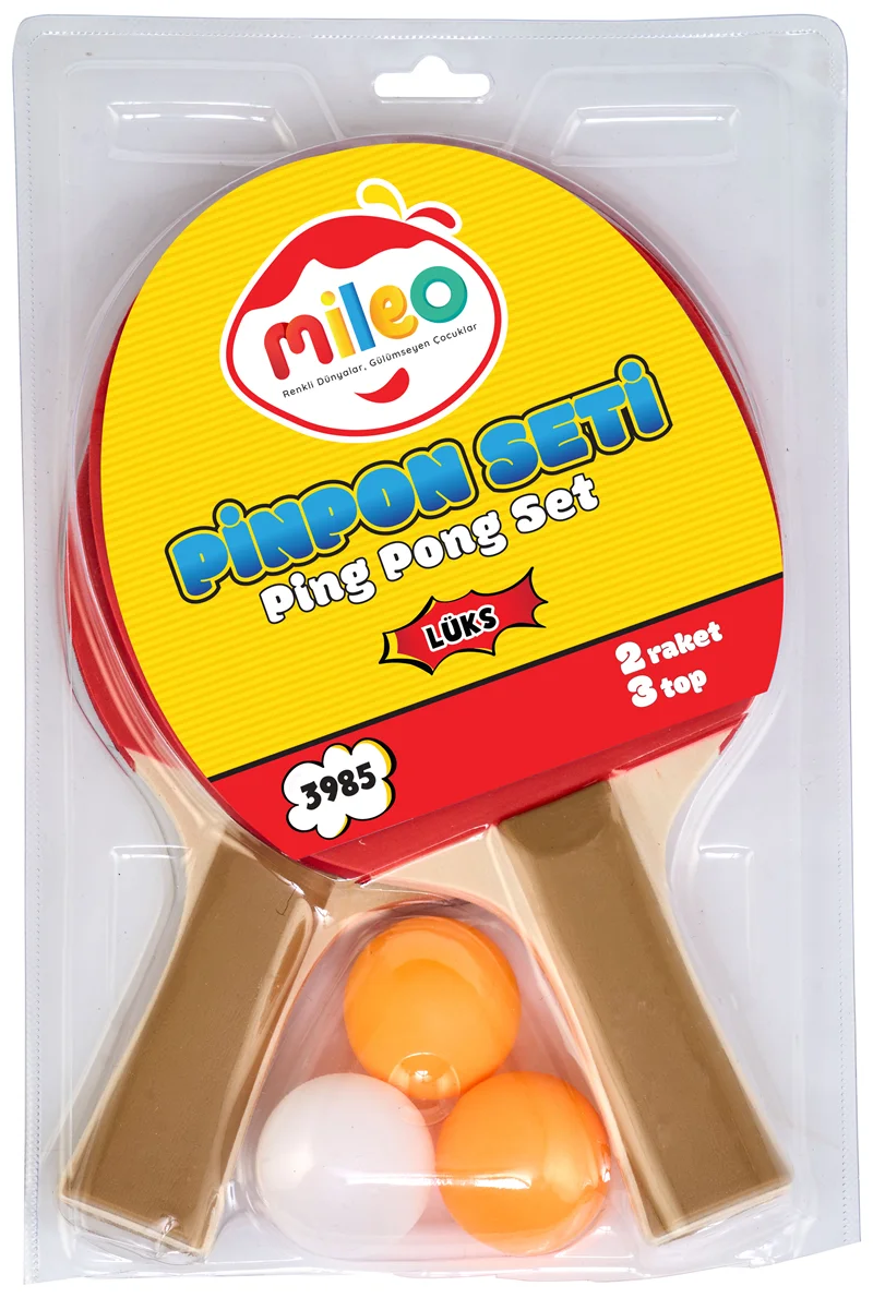 MİLEO PİNPON SETİ - LÜKS - BLİSTER - 2 RAKET + 3 TOP 3985