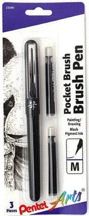 PENTEL FIRÇA KALEM ARTS POCKET BRUSH KARTUŞU 4 ADET SİYAH Y FP10
