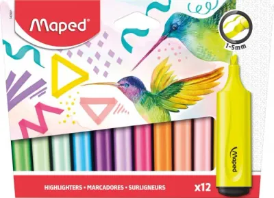 MAPED FOSFORLU KALEMLER FARKLI RENKLERDE- 12'Lİ BLİSTER 740901