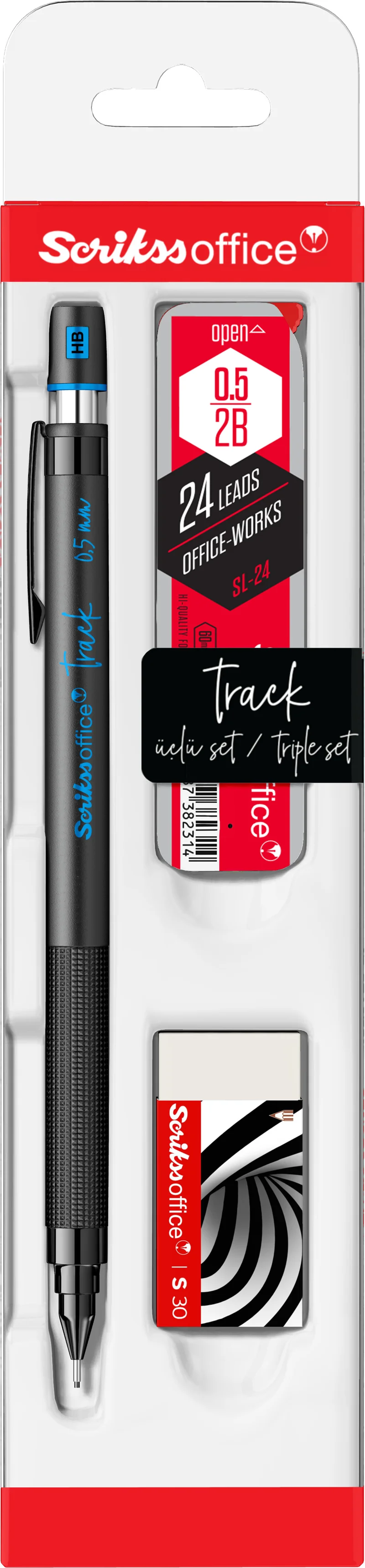 SCRIKSS OFFICE VERSATİL KALEM OKUL SETİ TRACK 0.5 MAVİ + SİLGİ + MİN BLS.