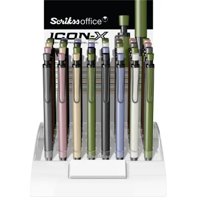 SCRIKSS OFFICE VERSATİL KALEM ICON-X METAL 0.5 0.7 40 LI STAND