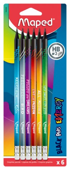 MAPED KURŞUN KALEM ENERGY SİLGİLİ 6 LI 852000