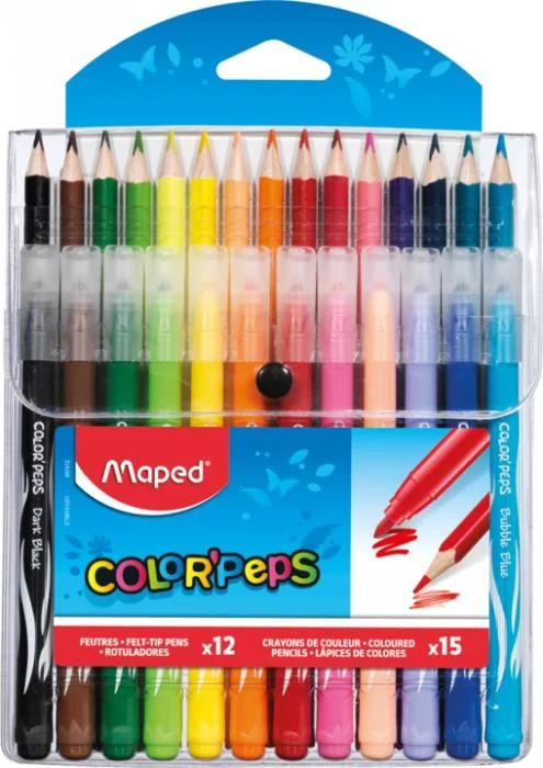 MAPED KEÇELİ KALEM + KURU BOYA COLOR'PEPS 12 Lİ KEÇELİ + 15 Lİ KURU BOYA 897412