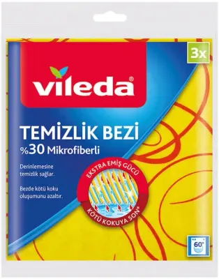 VİLEDA BEZ SARI TEMİZLİK BEZİ 3 LÜ (%30 MİKROFİBERLİ) 158818