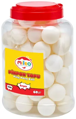 MİLEO PİNPON TOPU - ABS - BEYAZ - 60'LI KAVANOZ 3989
