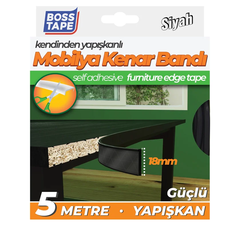 BOSS TAPE MOBİLYA KENAR BANDI 18 MM x 5M SİYAH BT-03031