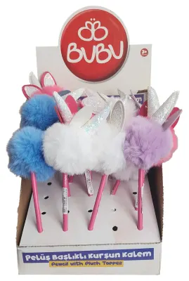 BU-BU KURŞUN KALEM PELÜŞ KALPLİ UNICORN BAŞLIKLI 25'Lİ BUBU-BKK008