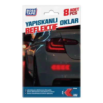 BOSS TAPE YAPIŞKANLI REFLEKTİF OKLAR 16x145 MM 8 ADET BT-09030