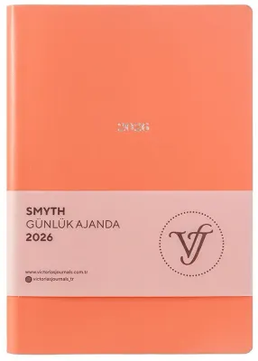 VJ AJANDA 2026 SMYTH GÜNLÜK A5 14X20,5CM IVORY 80 GR 416 SAYFA ESNEK KAPAK GÜMÜŞ YALDIZ KENAR SOMON