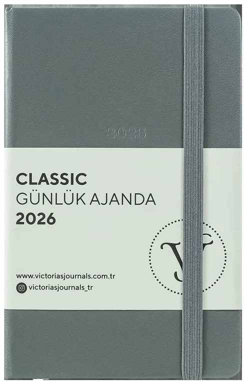 VJ AJANDA 2026 CLASSİC GÜNLÜK 9X14 CM SERT KAPAK IVORY 70 GR 384 SAYFA CEPLİ LASTİKLİ KEHVERENGİ 226