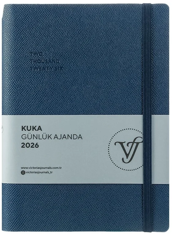 VJ AJANDA 2026 KUKA GÜNLÜK A5 14X20,5CM IVORY 80 GR 416 SAYFA ESNEK KAPAK RENKLİ KENAR LASTİKLİ CEPL