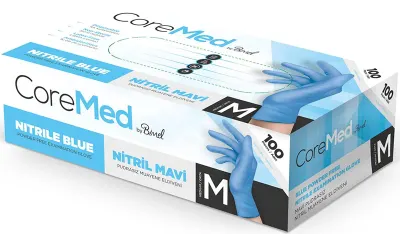COREMED MUAYENE ELDİVENİ NİTRİL MAVİ TG 100 ADET (M)