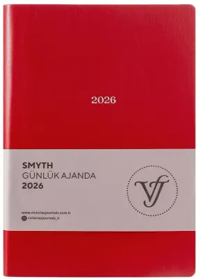 VJ AJANDA 2026 SMYTH GÜNLÜK A5 14X20,5CM IVORY 80 GR 416 SAYFA ESNEK KAPAK GÜMÜŞ YALDIZ KENAR KIRMIZ