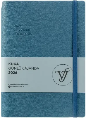 VJ AJANDA 2026 KUKA GÜNLÜK A5 14X20,5CM IVORY 80 GR 416 SAYFA ESNEK KAPAK RENKLİ KENAR LASTİKLİ CEPL
