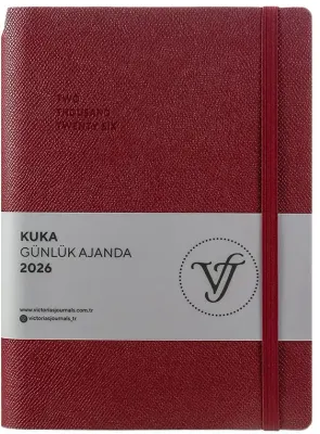 VJ AJANDA 2026 KUKA GÜNLÜK A5 14X20,5CM IVORY 80 GR 416 SAYFA ESNEK KAPAK RENKLİ KENAR LASTİKLİ CEPL