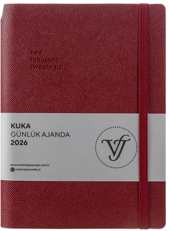 VJ AJANDA 2026 KUKA GÜNLÜK A5 14X20,5CM IVORY 80 GR 416 SAYFA ESNEK KAPAK RENKLİ KENAR LASTİKLİ CEPL