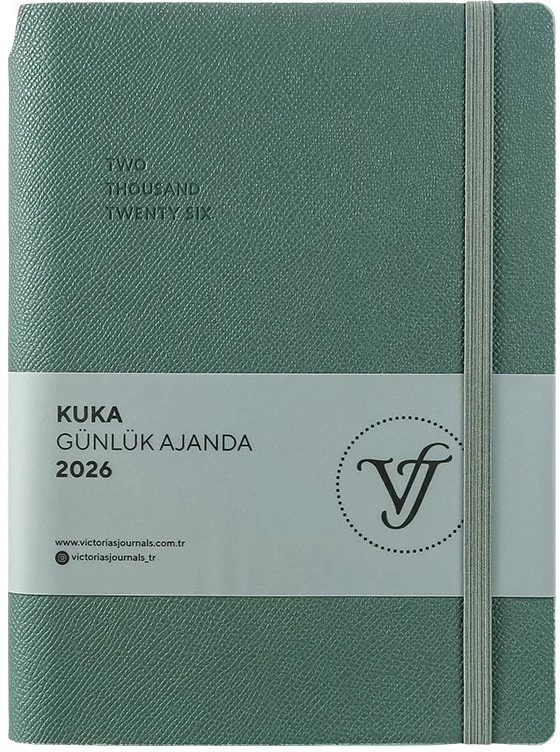 VJ AJANDA 2026 KUKA GÜNLÜK A5 14X20,5CM IVORY 80 GR 416 SAYFA ESNEK KAPAK RENKLİ KENAR LASTİKLİ CEPL