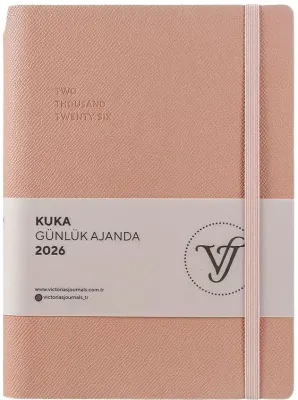 VJ AJANDA 2026 KUKA GÜNLÜK A5 14X20,5CM IVORY 80 GR 416 SAYFA ESNEK KAPAK RENKLİ KENAR LASTİKLİ CEPL
