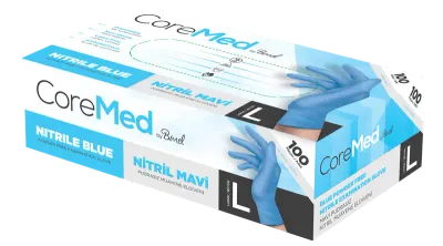 COREMED MUAYENE ELDİVENİ NİTRİL MAVİ TG 100 ADET (L)