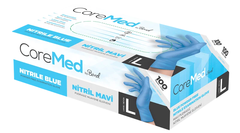 COREMED MUAYENE ELDİVENİ NİTRİL MAVİ TG 100 ADET (L)