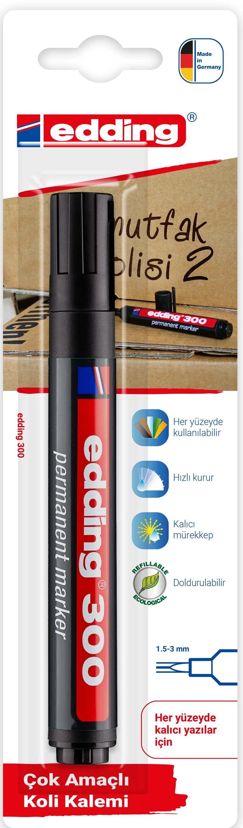 EDDING PERMANENT MARKÖR E-300 TEKLİ BLS. SİYAH