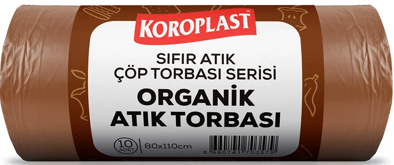 KOROPLAST ÇÖP TORBASI SIFIR ATIK ORGANİK ATIKLAR KAHVERENGİ JUMBO 80x110 440 GR 10 LU 27 MİC. ST0150