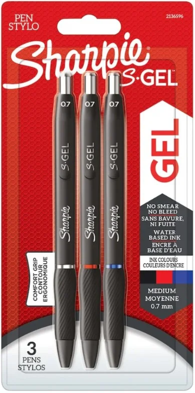 SHARPIE JEL KALEM S-GEL 0.7 SİYAH-MAVİ-KIRMIZI 3 LÜ BLS. 2136596