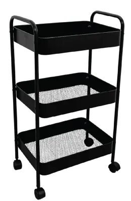 KRAF RAF ÜNİTESİ TEKERLEKLİ METAL 3 KATLI 497G SİYAH