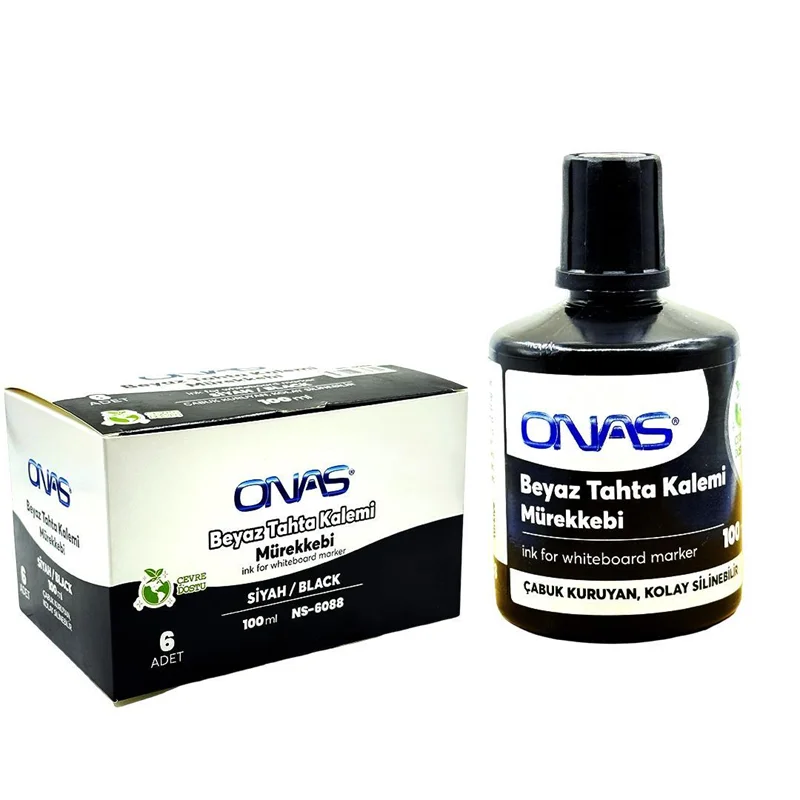 ONAS BEYAZ TAHTA KALEM MÜREKKEBİ 100ML SİYAH NS6088S
