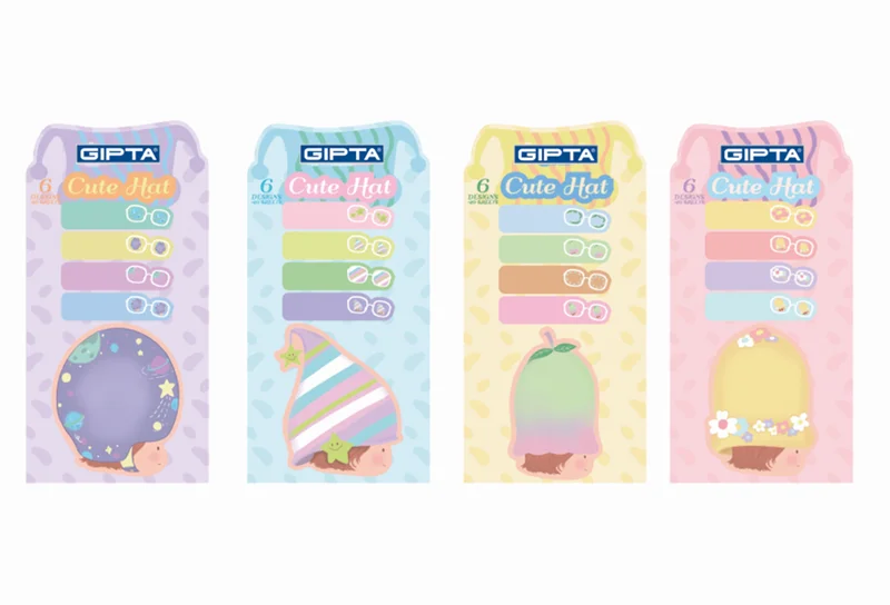 GIPTA YAPIŞKANLI NOT KAĞIDI CUTEHAT 5 PARÇA K.AYRAÇLI DESENLİ 48 Lİ STAND K011200