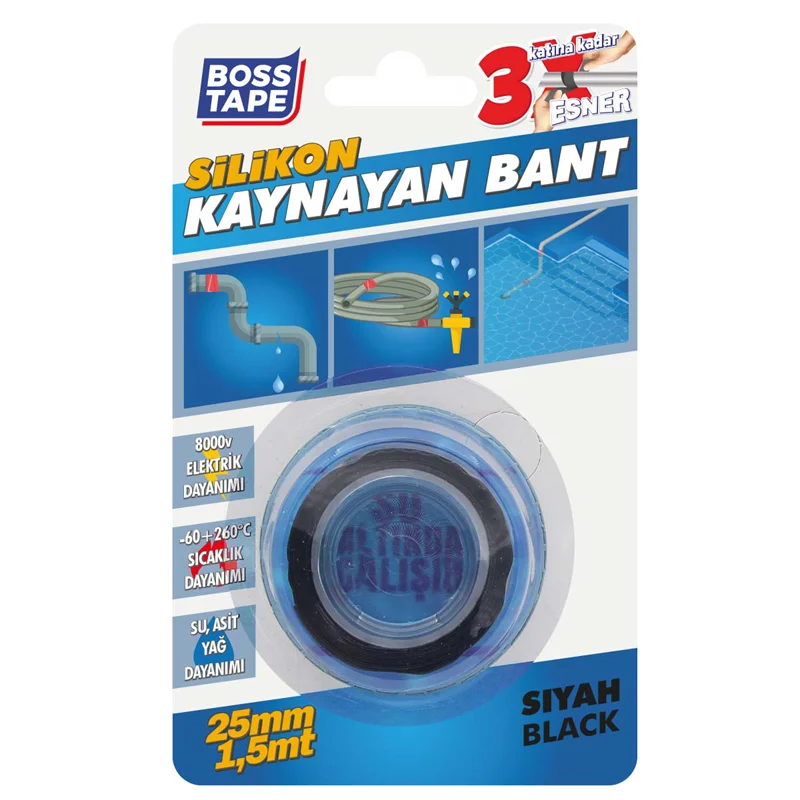 BOSS TAPE SİLİKON KAYNAYAN BANT 25 MM x 1.5M SİYAH BT-02015