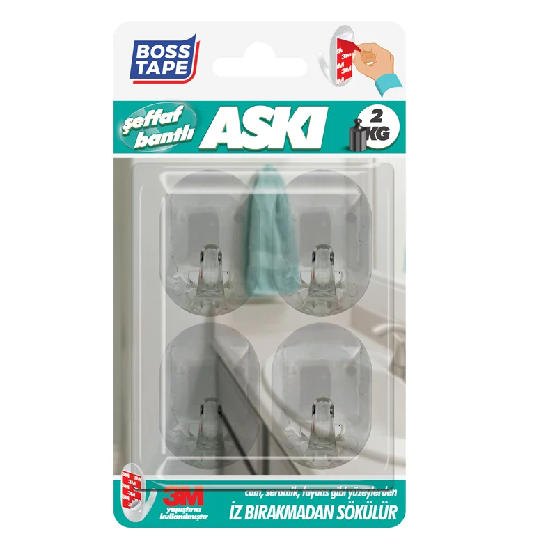BOSS TAPE ASKI PLASTİK KENDİNDEN YAPIŞKANLI 3M BANT 2 KG KÜÇÜK BOY ŞEFFAF 4 LÜ BLS. BT-11024