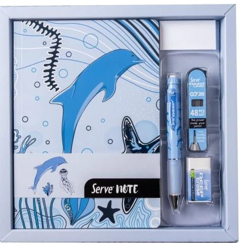 SERVE DEFTER SETI - DESENLİ GOK MAVI KUTULU SV-NTSETDGMKT