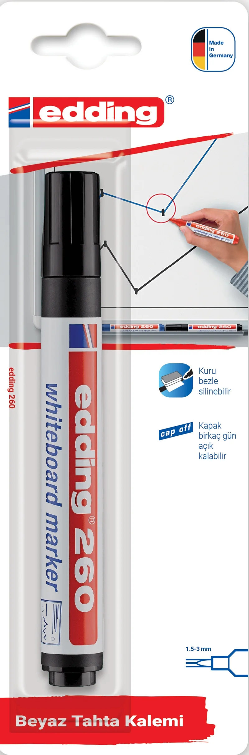 EDDING BEYAZ TAHTA KALEMİ E-260 TEKLİ BLS. SİYAH