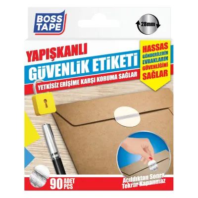 BOSS TAPE ÖZEL BANT GÜVENLİK ETİKETİ 28 MM YUVARLAK 90 ADET BT-05001
