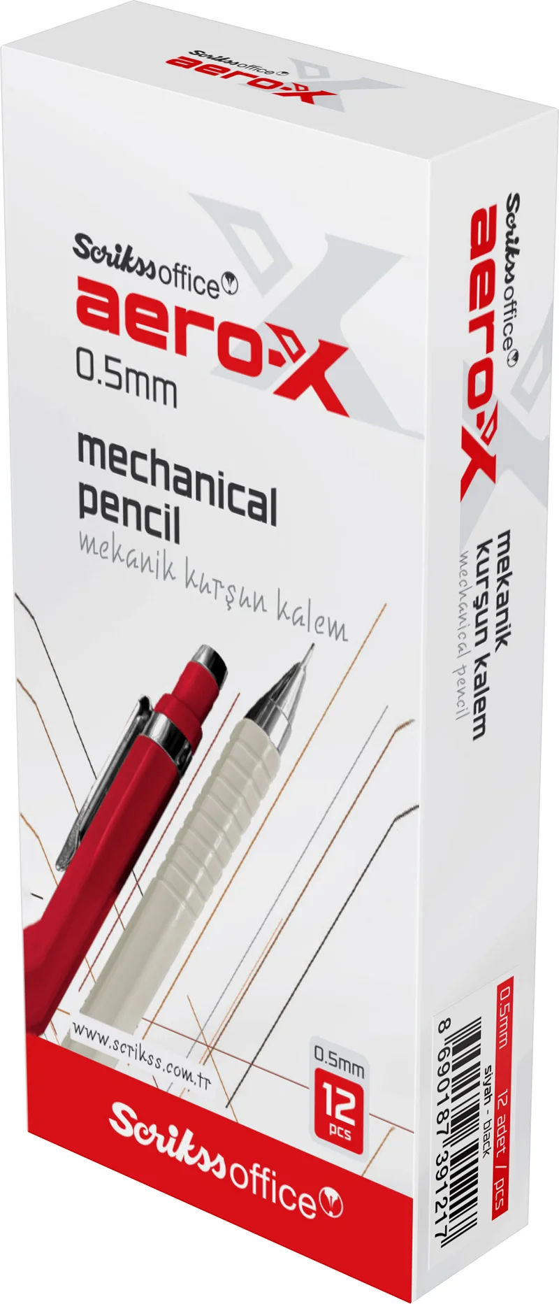 SCRIKSS OFFICE VERSATİL KALEM AERO-X 0.5 SİYAH 12 Lİ KUTU