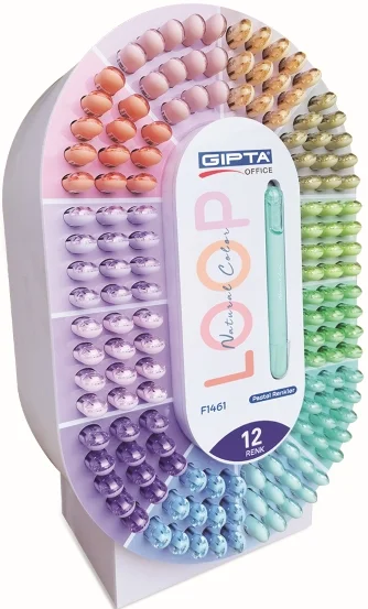 GIPTA FOSFORLU KALEM LOOP PASTEL 12 RENK 288 Lİ STAND F1461 (Best)