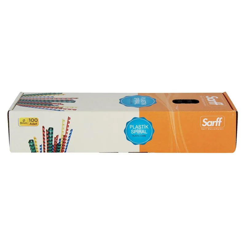 SARFF 8MM SİYAH PLASTİK SPİRAL KUTU - 100ADET
